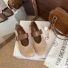 2025 Otoño Nuevo Cómodo Estampado de Leopardo Cuero Suave Zapatos Mary Jane para Mujer Versátil Suela Suave Retro Correa Boca Baja Zapatos Individuales