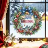 Corona de Navidad transfronteriza, decoración del hogar, decoraciones para ventanas y puertas de vidrio, ambiente festivo, adhesivo electrostático, pegatinas de Navidad de PVC para ventanas con "Merry Christmas" en inglés
