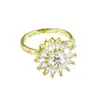 Anillo Abierto Transfronterizo de Nuevo Estilo para Mujer, Girasol de Moda Incrustado con Diamantes, Cabeza de Gato, Trébol de Cuatro Hojas Conjunto, Accesorio de Anillo Personalizado de Lujo Ligero