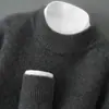 Suéter Masculino de Lã Gola Meia Alta 100% Lã Pura Tricô Camada Base Pulôver Suéter Solto Suéter de Caxemira Temporada Outono e Inverno