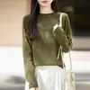 Outono Inverno 2026 Simples Gola Redonda Casual Quente Manga Longa Camada Base Top Suéter de Tricô Feminino Peça Única Sem Costura Top para Usar por Baixo