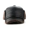 Sombrero de Algodón con Protección para las Orejas para Hombres de Mediana Edad y Mayores, Otoño e Invierno, Forro Polar, Engrosado, Cálido, Cortavientos, Resistente al Frío, Gorra de Pico de Pato, Sombrero del Noreste
