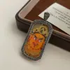Colgante de Plata de Ley S925 de Tara Verde y Dios Amarillo de la Riqueza con Cierre Universal, Vintage Desgastado Tíbet Nicho Moda de Alta Gama Temperamento Nicho
