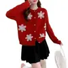 Suéter de Encaje con Flores en Gradiente Tridimensional de Estilo Coreano para Primavera y Otoño, Nuevo Estilo Suave, Resistente, para Mujer, Cárdigan Corto de Punto Dulce