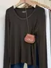 Camiseta Elástica de Manga Larga con Cuello en U de Algodón con Diseño de Copos de Nieve para Mujer, Tendencia de Otoño e Invierno, Suave, Multicolor, Capa Base, Hombro Normal