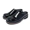 Zapatos de cuero de verano sin cordones, brillantes, tipo media zapatilla, de cruce de fronteras, zapatos formales casuales de moda, mocasines de talla grande, zapatos versátiles para hombre