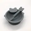 Nuevo tazón de silicona con ventosa anti-caída con forma de ciervo para bebés, tazón para alimentos complementarios, utensilios de silicona para alimentación infantil, personalizable