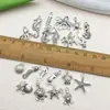 Accesorios para joyería diy aleación plata antigua vida marina concha delfín pulpo caballito de mar tortuga colgante colgante de llavero