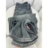 Jeans Rectos de Pierna Recta con Patrón de Estrellas Vintage para Primavera y Otoño, Nuevos de Otoño para Mujer, Talla Grande, Cintura Alta, Pantalones Anchos Sueltos para Mujer