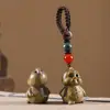 Talla de madera de sándalo verde, doce zodiacos, conjunto completo de rata, buey, tigre, conejo, dragón, serpiente, caballo, oveja, mono, pollo, perro, cerdo, colgante para teléfono móvil, bolso colgante