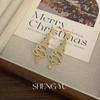 Pendientes de Circonita Dorada Navideña Super Hada Nicho Lujo Ligero Exquisitos Pendientes Largos de Moda de Alto Valor para Mujer Pendientes