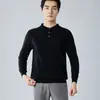 100 Cachemir Primavera, Otoño e Invierno Nuevo Suéter de Punto para Hombre Cuello Polo Manga Larga Holgado Talla Grande Versátil Base