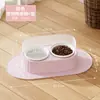 Cuenco Doble de Cerámica para Gatos y Perros, Comedero para Gatos, Protege la Columna Cervical, Antideslizante, Antiderrames, Antisalpicaduras, Bebedero para Gatos, Comedero
