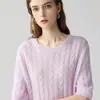 ~75% Cachemira 25% Seda de Morera Suave Tejido de Punto para Mujer con Nueve Puntos, Manga Corta, Cuello Redondo, Manga Media