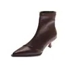 Botines de mujer de tacón alto, nueva colección otoño/invierno 2026, estilo slip-on, botines de moda ajustados, punta fina, tacón fino, a la moda, elásticos y de corte bajo para mujer