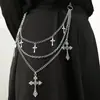 Corrente de Calça Cruzada Mais Vendida Metal Punk Corrente Multicamada Acessórios de Garota Popular Pingente de Cruz Personalizado Indústria Pesada