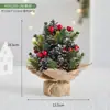 Arreglo de escritorio pequeño de Pe Scene de cedro Decoraciones navideñas de moda Adornos Árbol de Navidad Mini nevada flockada