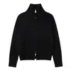Estilo Coreano Viento Perezoso Cuello Retorcido Holgado Cremallera Doble Suéter Cálido Para Mujer Invierno Aspecto Delgado Color Sólido Top Versátil