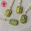 Pendente de jade incrustado com imitação de ouro estilo nacional liga Guanyin Longfeng imitação de jade corrente de suéter colar acessórios de vestuário local presentes