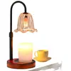 Lámpara de Cera Aromática sin Llama de Lirio del Valle Transfronteriza, Lámpara de Vela Temporizada, Lámpara Regulable para Derretir Velas, Lámpara de Mesa para Ambiente de Dormitorio, Madera de Bambú