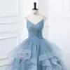 Vestido Strapless Cinza-Azulado de Nicho Estilo Novo 2026 para Cerimônia de Passagem para a Vida Adulta, Performance Vocal, Festa de Aniversário, Reunião Anual e Vestido de Gala