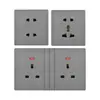 Tomada de Parede Cinza Versão Hong Kong e Austrália Tomada Estilo Britânico 13A com Painel de Interruptores de Carregamento Tipo-C+USB para Exportação