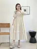 Moda Otoño 2026: Vestido Largo de Manga Larga Holgado de Color Sólido con Pliegues, Estilo Artístico, Vestido para Mujer al por Mayor