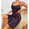 Fuente transfronteriza Europa y Estados Unidos comercio exterior lencería sexy tirantes sexy para mujer vestido para casa con estampado de cereza y corazón camisón