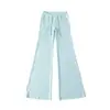 Pantalones de Estilo Perezoso a Rayas Levanta Glúteos Micro-Acampanados para Mujer, Nuevo Estilo Primavera y Otoño, Chica Popular, Ajustados, Tiro Bajo, Con Cordón, Yoga, Pantalones Casuales