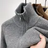 Cárdigan de Cuello Alto Suéter de Punto para Hombre Chaqueta de Punto Otoño e Invierno para Hombre Doble Cremallera Media Cremallera Jerséi Grueso Estilo Moderno