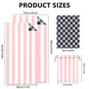 Toalla de playa de terciopelo suave rosa y blanco con rayas verticales, de doble cara, de secado rápido, resistente a la arena, toalla de baño para natación, toalla de playa para vacaciones al aire libre
