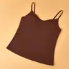 Top Regata Slimming Seamless de Gola Redonda Simples para Outono com Copas Fixas Integradas Costas Bonitas com Alças Finas Toque Nude Confortável Colete Longo