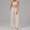 Conjunto de Yoga Duas Peças para Mulheres com Estampa de Bolinhas e Detalhe em Cor Contrastante, Costas Cruzadas, Top Regata e Calça Wide Leg com Caimento