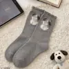 Meias de Tornozelo Médio com Mosaico Estilo Japonês, Meias de Tornozelo Médio com Punho 3D de Desenho Animado Fofo, Meias Fofas para Meninas Estudantes para Outono e Inverno para Mulheres