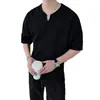 Camiseta de Manga Larga para Hombre Estilo Coreano Ins Moda Diseño de Cuello en V Color Sólido Camiseta Básica con Estilo de Abstinencia y Versátil para Vestir