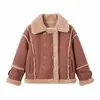 Roupas Infantis Rantuo 26º Aniversário Novo Estilo Jaqueta de Couro e Pelo Integrados Simples Fashionável Estilosa para Outono e Inverno