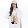 Camiseta de Manga Corta de Algodón Puro para Mujer Hombro Derecho Verano 2025 Nuevo Douyin Kuaishou Transmisión en Vivo Holgada Ropa de Pareja Camiseta de Manga Media
