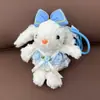 Llavero de Peluche de Conejo Lindo Moderno Minimalista de Dibujos Animados con Orejas Caídas Colgante para Bolsa de Regalo de Cumpleaños Tela de Algodón