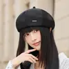 Boina de Color Maillard para Mujer, Sombrero Octogonal Estilo Retro, Gorra de Boina Moda Coreana, Sombrero de Artista Pintor para Mujer