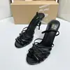 Sandalias de Tacón Ultra Alto con Tira Fina de Cuero y Tira Tejida Decorativa Za2025 Nuevo Estilo Son Modernas y Versátiles