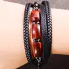 Pulsera de Ojo de Tigre de Venta Caliente Transfronteriza Europea y Americana para Hombre, Cuerda de Cuero Trenzada Multicapa, Tendencia de Personalidad de Moda, Pulsera de Cuero Versátil