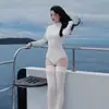 Nuevo Traje de Baño de una Pieza, Conservador, Cubre Vientre, Adelgazante, de Manga Larga, Protector Solar, de Secado Rápido, para Snorkel, Surf, Traje de Buceo, Traje para Medusas