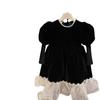 Comercio Exterior Ropa Infantil al por Mayor Vestido para Niñas Otoño e Invierno 23 Nuevo Vestido de Princesa Infantil con Perlas Falso Dos Piezas Encaje Empalmado