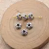 7.6X7.6X3.4Mm 0.6g Flor Plateada Antigua Cuentas Espaciadoras Cuentas con Agujero Pequeño