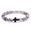 Pulsera cruzada de ágata transfronteriza europea y americana, pulsera de piedra ojo de tigre, pulsera de piedra volcánica, joyería de moda turquesa, pulsera esmerilada