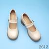 Sapatos Mary Jane de Couro Estilo Francês para Mulheres, Novo Modelo Verão 2026, Adequados para Combinar com Vestidos, Salto Alto com Fechamento em Velcro, Salto Grosso, Sapatos de Salto Baixo com Bico Aberto