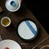 Tigela de Cobertura Azul Esmaltada Pintada à Mão com Poesia e Caligrafia, Xícara de Chá, Conjunto de Chá Kung Fu, Bule, Xícara de Chá, Xícara de Degustação, Copo de Bambu