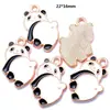 Accesorios para Joyería de Aleación con Goteo de Aceite de Animales de Dibujos Animados Panda Bambú Pendientes Colgante Pulsera Colgante de Cremallera W222