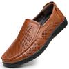 Sandalias de Verano para Hombre, Zapatos Casuales de Cuero Huecos de Suela Blanda de Cuero Genuino, Zapatos Perforados de Piel de Vaca de Capa Superior para Hombre, Zapatos de Papá