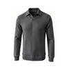 Nueva Camiseta de Manga Larga Lisa con Cuello de Solapa para Hombre de Primavera y Otoño, Transfronteriza, Holgada, Informal, Capa Base, Cuello Polo, Top Casual